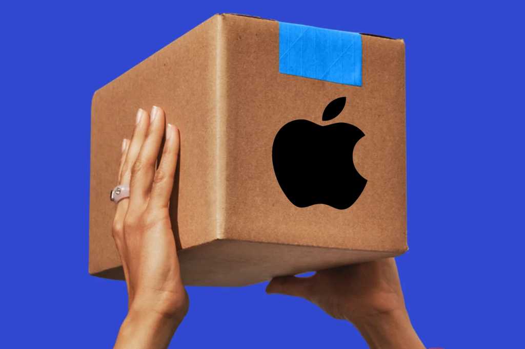 Amazon box with an Apple logo